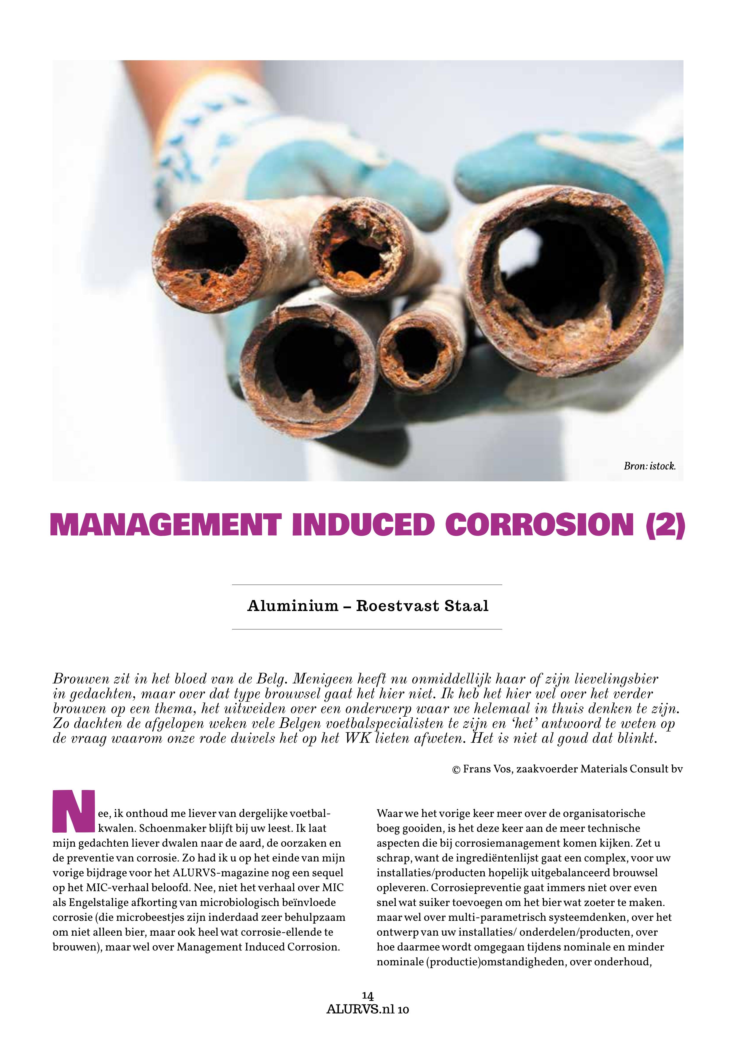 Management Induced Corrosion (2), ALURVS.nl 10-2022